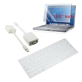 Premium Clear Silicone Keyboard Cover + 11.6 inch Clear Screen Protector + Mini DisplayPort to VGA Adapter for Apple MacBook Air 11.6-Inch Laptop