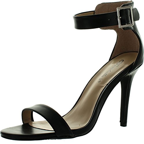 Breckelles Sydney-31 Womens Open Toe Stiletto High Heel Single Sole Ankle Strap Sandal