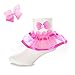 DressForLess Multi Color Girls Socks with Color Ruffled Organza Lace and Ribbon