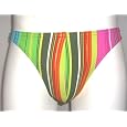 Mens Thong Swimwear/Underwear Nylon/Lycra Green/MultiStripe