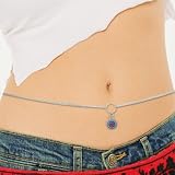 Sterling Silver Belly Chain with Flower Design Charm