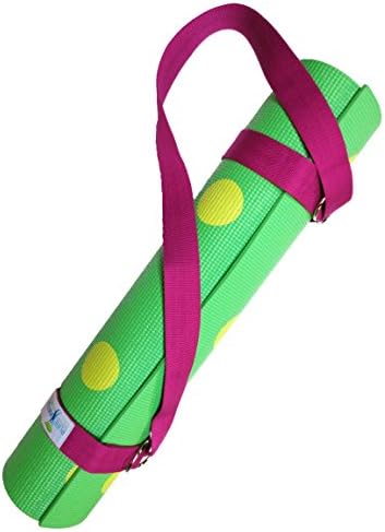 Yoga Mat Strap Sling Harness Belt With Adjustable Double D-Ring Carrying and Stretching Band (Flexibility, Rehabilitation) Doubles As Carrier And Stretch Band - PureWater Fitness (pink)