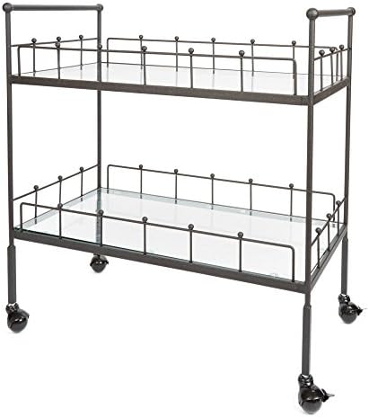Silverwood FS1134C-COM Fitz 2-Tier Rectangular Serving Cart 2, 16" L x 30" W x 31.5" H, Hammered Bronze