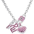 Rocawear Pink Austrian Crystal Rw Key To Your Heart Chain Link Charm Necklace