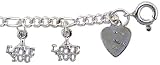 Sterling Silver I LOVE YOU Charm Anklet
