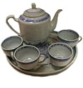 Chinese Blue and White Rice Pattern Tea Set for 4 - porcelain