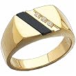 14kt Yellow Gold Angle Stripes Onyx and Diamond Men's Ring