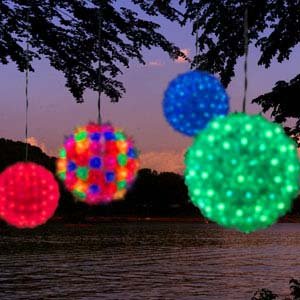 6-Inch Hanging Sphere Lights, Green by Get Organized