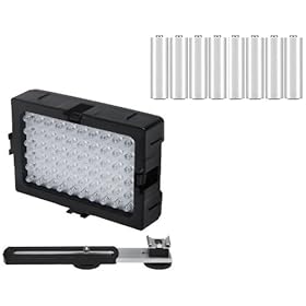 DLC 60 LED Video & DSLR Video & Camcorder Light with Variable Light Output & a 10 Pack AA Batteries Included