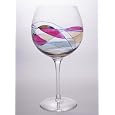 Set Of Four (4) - Romanian Crystal Glassware/Barware - Cobalt Blue/Stained Glass Pattern - Milano Design - 28 Oz Balloon Goblet