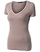 Doublju Womens Short Sleeve V-neck Basic Comfy Casual T-Shirts