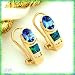  : 14K .90 CTW TANZANITE AUSTRALIAN OPAL DIAMOND EARRINGS