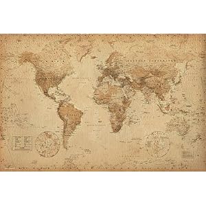 Antique WORLD MAP Poster
