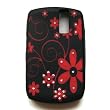 RIM BlackBerry Curve 8300 8310 8320 8330 Black Laser Skin Case Silicone Protector With Diamonds "Red Flowers" Design