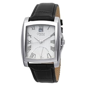 Caravelle by Bulova Mens 43B008 Leather Strap Silver and White Dial Watch