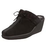 Anne Klein New York Women's Chet Fur Lined Clog,Black,7 M