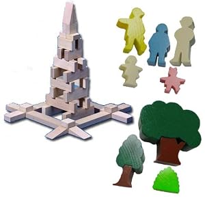Haba Wooden Blocks Ledges & Columns Set Plus Additional Wooden Family & Tree Set