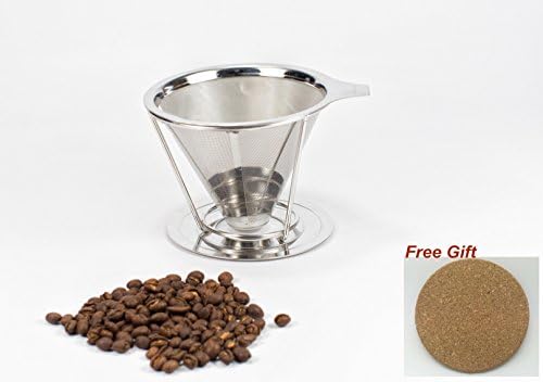 Skytree® Reusable Stainless Steel Coffee Filter, Portable Cone Coffee Dripper, Coffee Brewer, Pour Over Coffee Dripper, 1-4 Cups Coffee maker, With Stand.