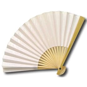 Set of Five Natural Chinese Paper and Bamboo Style Fans in White