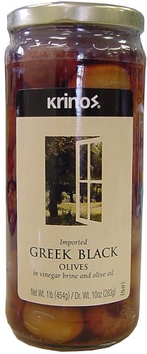 Krinos Greek Black (Amphissa) Olives 1 Lbs Jar