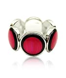 Hot Pink Silver Round Circle Stretch Bracelet Fashion Jewelry
