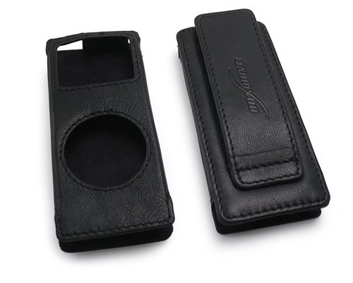 Electronics: Apple iPod nano 2nd Generation  2GB  Designio Leather Sleeve  Black  with belt clip  