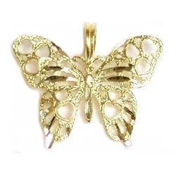 14K Yellow Gold Charm Butterfly Pendant Jewelry 17mm