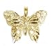 14K Yellow Gold Charm Butterfly Pendant Jewelry 17mm