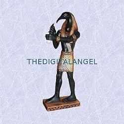 Egyptian Thoth Statue Scribe Ibis headed god Sculpture (Digital Angel Decor)