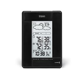 Oregon Scientific BAR388HGA Wireless Weather Station with Temperature/Humidity Display and Self-Setting Atomic Clock, Black