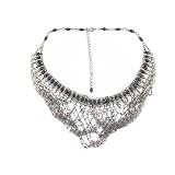 Bib-Style Necklace with Dark Pink Crystals