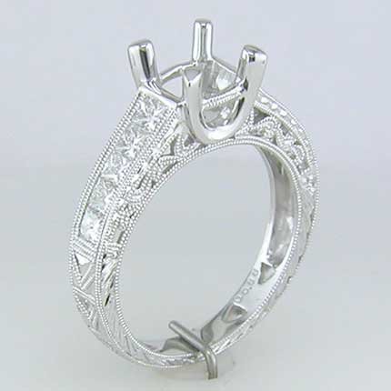 4180R g7XmL 0.86 ct DIAMOND ANTIQUE style ENGAGEMENT RING SETTING in PLATINUM