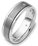 7mm contemporary diamond wedding band ring (0.09cts diamonds Titanium)