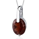 Stunning Class 3.50 carats Oval Cut Sterling Silver Garnet Pendant