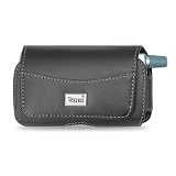 Best Price Leather Pouch Protective Carrying Cell Phone Case for Casio Hitachi Brigade C741 / HTC Touch Pro HTC Touch Pro2 / Motorola Brute i680 Krave ZN4 Quantico V840 / W845 / NOKIA N75 / PANTECH C740 (Matrix) / SANYO PRO700 / SHARP TM150 / SIEMENS CF62 / PALM TREO 650 680 / KYOCERA KX2 KX5 - Black