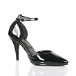 4 Inch Womens Evening Shoes High Heel D'Orsay Pump Shoes Ankle Strap Black Patent
