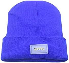 HZM Unisex Bright 5 LED Beanie Cap, Knitted Hat Hands Free Night Warming Flaring Hat for Go Fishing, Ski,camping,hiking,hunting,jogging,construction (sapphire blue)