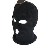 New Ski Face Mask Knit Beanie Biker Snowboard 3 Holes * Black * Size - Medium / Large