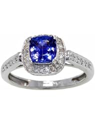 14K White Gold Tanzanite and Diamond Ring -- LIFETIME WARRANTY