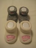 Nike New Born Baby Infant Booties 2 Pair Pack New 3-6 Months Grey and White NEW
