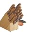(Wood) 25-Piece Set (3" Parer, 4" Vegetable Slicer, 5" Utility, 6" Boning, 8" Bread, 8" Slicer, 8" Chef, 6