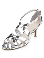Wide Fit Stiletto Mid Heel Crossover Sandals