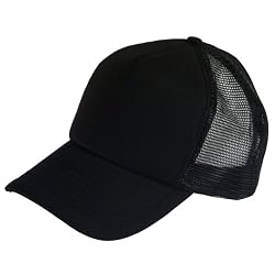New Cotton 5 Panel Mesh Trucker Urban Skate Cap / Hat Black ** Medium / Large