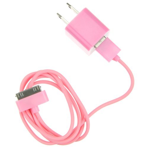 EarlyBirdSavings Wall Charger + 0.9M 3Ft Data Sync Cable Cord Pink for iPod Touch iPhone 3GS 4 4S EarlyBirdSavings Wall Charger + 0.9M 3Ft Data Sync Cable Cord Pink for iPod Touch iPhone 3GS 4 4S