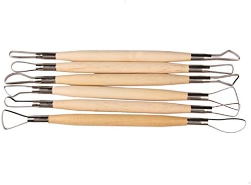Practical 6PCS Wood Handle Wax Pottery Clay Sculpture Carving Tool DIY Craft Set Wood Knife