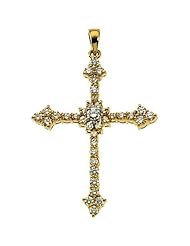 14K Yellow Gold Diamond Cross Pendant - 1.25 Ct. -- LIFETIME WARRANTY