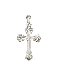 14K White Gold Cross Pendant with 18" Chain