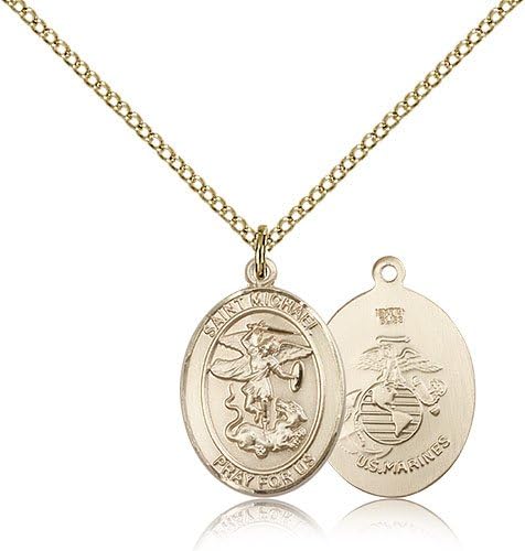 ReligiousObsession's Gold Filled St. Michael Marines Pendant - 18" Chain