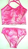 Girls 7-16 2-piece Swimwear Crop Top Bikini Shiny Pink on Pink