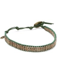 M. Cohen Handmade Designs Large Brass Thai Tube Beads on Colored Leather Bracelet
